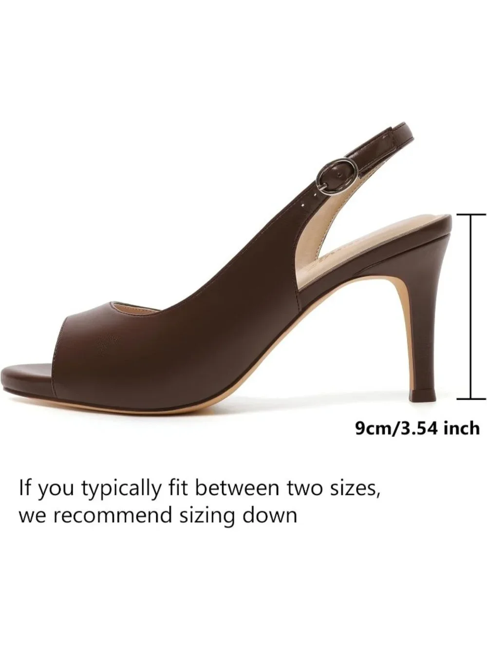 Women's Brown Pu Peep Open Toe Heel Pumps Comfortable Slip On Party Dress Shoes